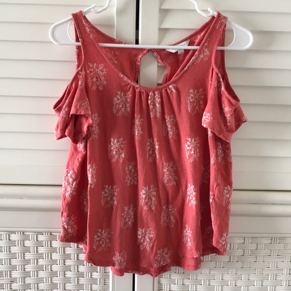 Lucky brand cold shoulder top pink small shirt - Picture 1 of 6
